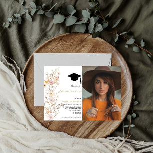 Invitation Boho Fleur sauvage Grass Girl Graduation Party