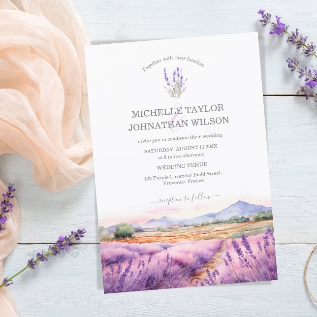 Invitation Boho Fleur sauvage Lavande violet violet Floral (Wildflower Lavender Purple Violet Flora)