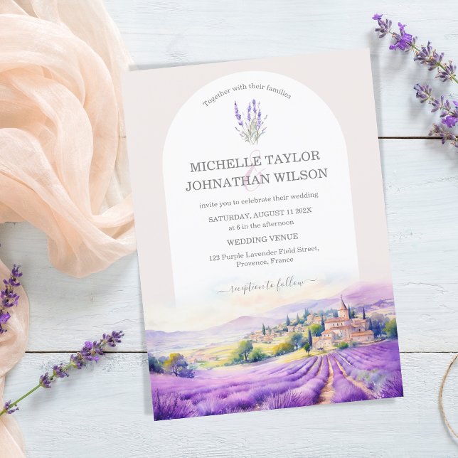 Invitation Boho Fleur sauvage Lavande violet violet Floral (lavender fields watercolor provence)