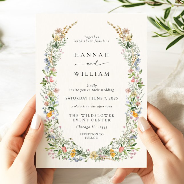 Invitation Boho Fleur sauvage Mariage beige (Créateur téléchargé)