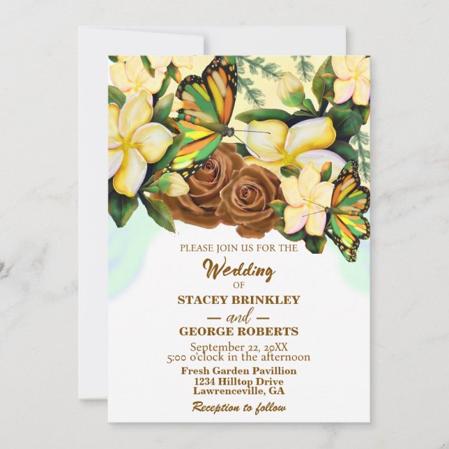 Invitation Boho-Fleur sauvage-Mariage botanique-floral (Devant)