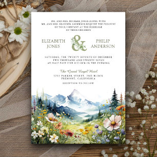 Invitation Boho Fleur sauvage Mountain Meadow QR Code Mariage