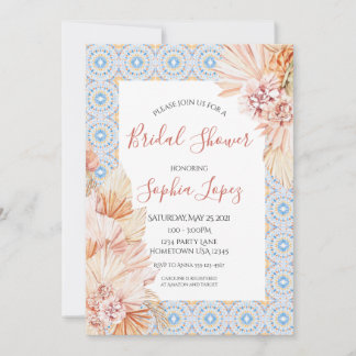 Invitation Boho Fleur sauvage Pampas Douche à herbe
