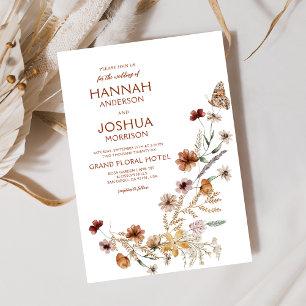 Invitation Boho Fleur sauvage papillon de jardin mariage
