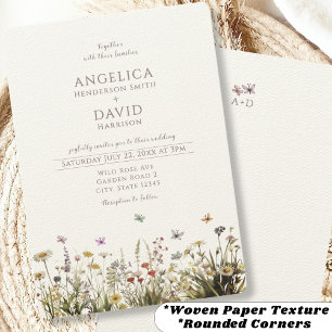 Invitation Boho Fleur sauvage papillons Mariage