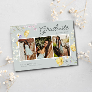 Invitation Boho Fleur sauvage Photo High School Graduation Pa