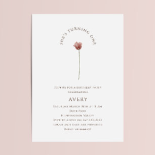 Invitation Boho Fleur sauvage Première fête d'anniversaire