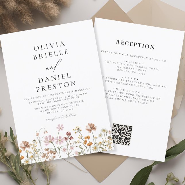Invitation Boho Fleur sauvage Rustique tout en un Mariage de  (Créateur téléchargé)