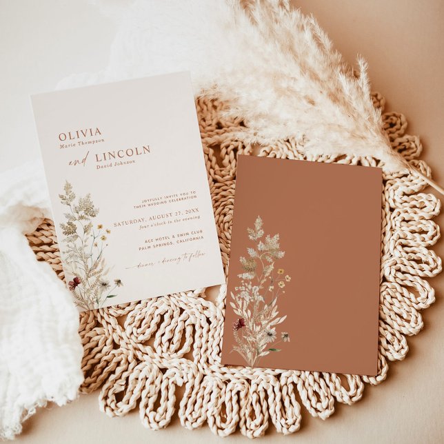Invitation Boho Fleur sauvage Wedding | Floral mod (Créateur téléchargé)