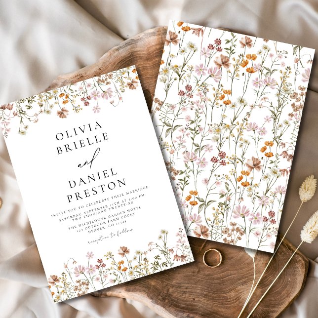 Invitation Boho Fleur sauvage White Garden Wedding (Créateur téléchargé)