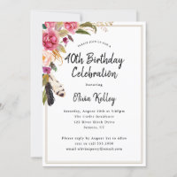Boho Fleurs et plumes rustique 40e anniversaire