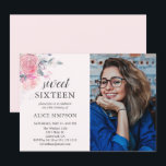 Invitation Boho Fleurs rose clair doux 16<br><div class="desc">Boho fleurs rose pâle clair avec feuilles.</div>