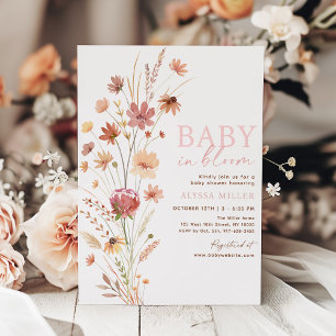 Invitation Boho Fleurs sauvages bébé dans le Baby shower en f