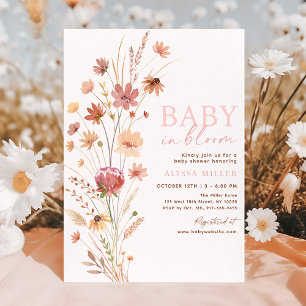 Invitation Boho Fleurs sauvages bébé dans le Baby shower en f