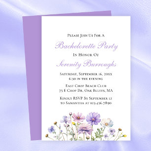 Invitation Boho Fleurs sauvages violet Floral Bachelorette Pa