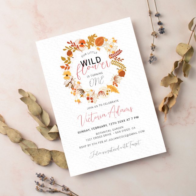 Invitation Boho Fleurs Séchées Rustiques Automne Anniversaire (Créateur téléchargé)