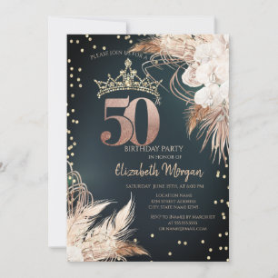 Invitation Boho Fleurs Tiara Diamonds Vert 50e