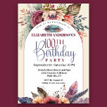 Invitation Boho Floral and Feather 100e anniversaire<br><div class="desc">Boho Floral et Feather Invitation pour les femmes 100e anniversaire. Il Est Facile De Changer L'Exemple De Texte En Vous Propre En Cliquant Sur Personnaliser. Cliquez Sur Personnaliser/Modifier Avec L'Outil De Création Pour Modifier Le Type De Police, La Couleur De Police, La Taille De Police, Ou Pour Ajouter/Supprimer/Modifier Le Texte...</div>
