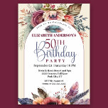 Invitation Boho Floral and Feather 50e anniversaire<br><div class="desc">Boho Floral et Feather Invitation 50e anniversaire pour les femmes. Il Est Facile De Changer L'Exemple De Texte En Vous Propre En Cliquant Sur Personnaliser. Cliquez Sur Personnaliser/Modifier Avec L'Outil De Création Pour Modifier Le Type De Police, La Couleur De Police, La Taille De Police, Ou Pour Ajouter/Supprimer/Modifier Le Texte...</div>