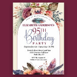 Invitation Boho Floral and Feather 95e anniversaire<br><div class="desc">Boho Floral et Feather 95th Birthday Invitation For Women. Il Est Facile De Changer L'Exemple De Texte En Vous Propre En Cliquant Sur Personnaliser. Cliquez Sur Personnaliser/Modifier Avec L'Outil De Création Pour Modifier Le Type De Police, La Couleur De Police, La Taille De Police, Ou Pour Ajouter/Supprimer/Modifier Le Texte Ou...</div>
