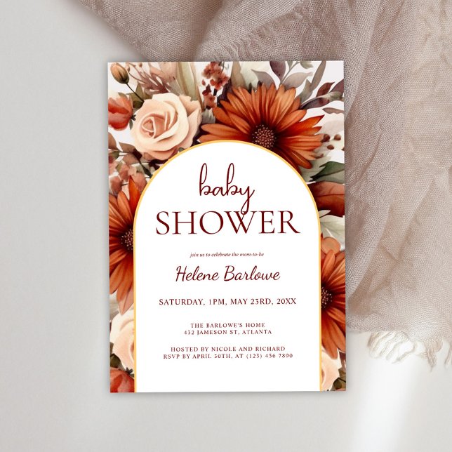 Invitation Boho Floral Aquarelle Baby shower bohème (Boho Floral Watercolor Bohemian Baby Shower Invitation)