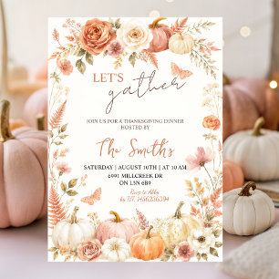 Invitation Boho Floral Automne Rassemblement Action de Grâce