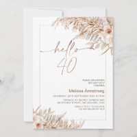 Boho Floral avec cadre Pampas 40e anniversaire