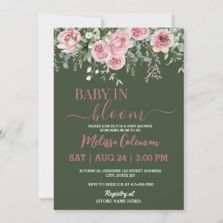 Invitation Boho Floral Baby In Bloom Baby Shower 
