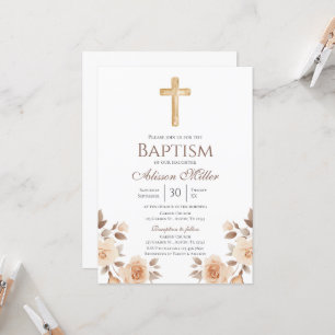 Invitation Boho Floral Baptism