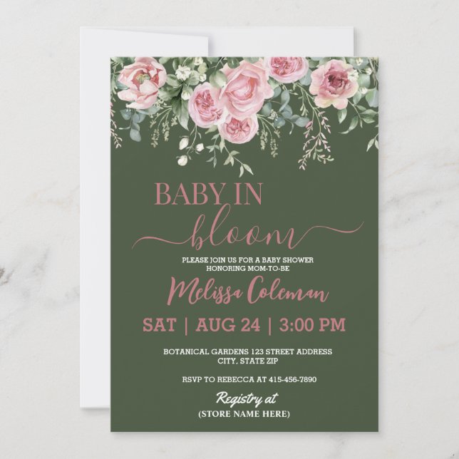 Invitation Boho Floral Bébé en Fleur Baby Shower (Devant)