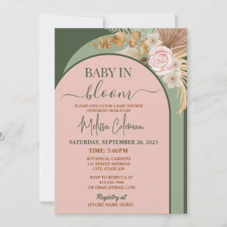 Invitation Boho Floral Bébé en Fleur Baby Shower