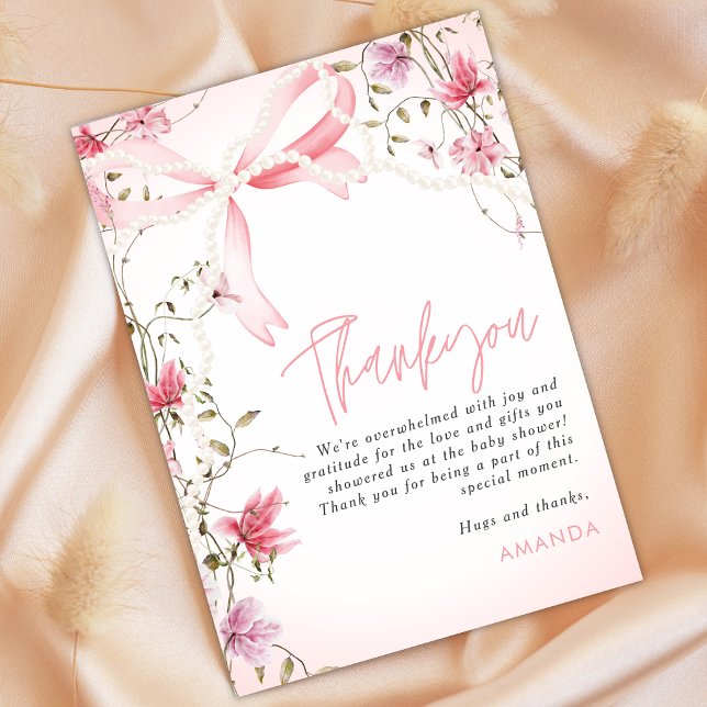 Invitation Boho Floral Bébé en fleurs Merci (Créateur téléchargé)