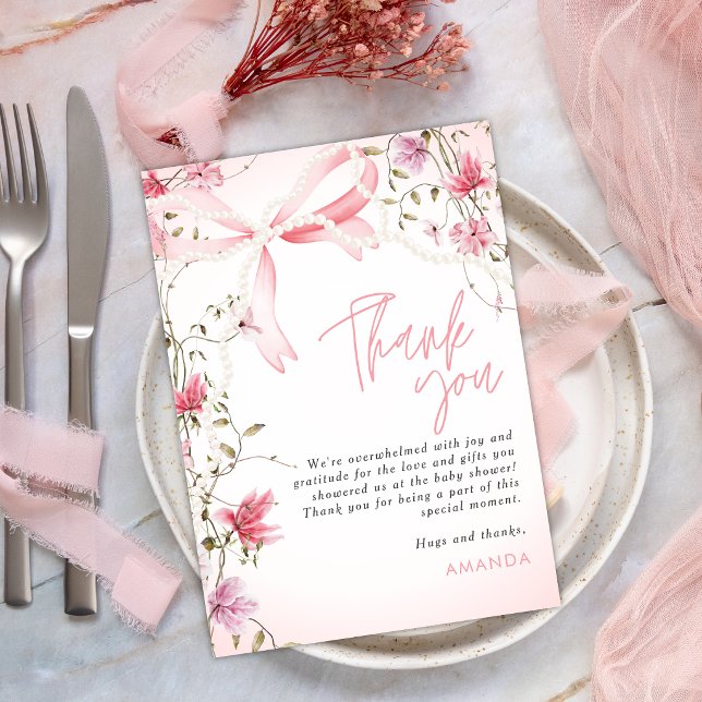 Invitation Boho Floral Bébé en fleurs Merci (Créateur téléchargé)