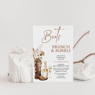 Invitation Boho Floral Boots Brunch Bubbly Fête des mariées