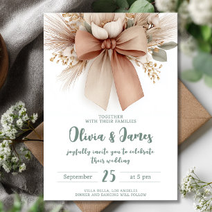 Invitation Boho Floral Bow Mariage