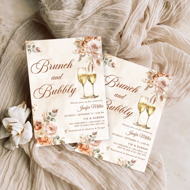 Invitation Boho Floral Brunch et Bubbly Fête des mariées (Créateur téléchargé)