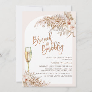 Invitation Boho Floral Brunch Fête des mariées Bubbly
