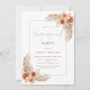 Invitation Boho Floral Bural Orange Pampas Fiançailles en her