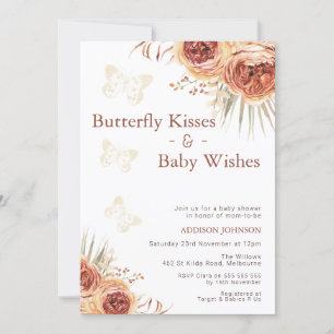 Invitation Boho Floral Burnt Orange Butterfly Baby shower