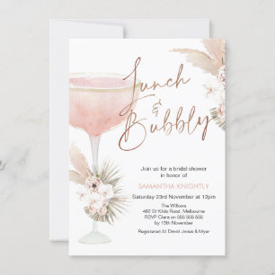Invitation Boho Floral Champagne Lunch Fête des mariées Bubbl