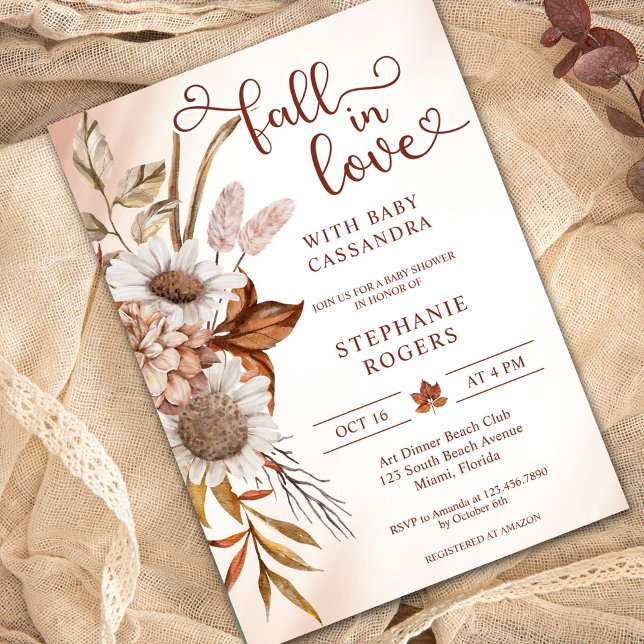 Invitation Boho Floral Chute en Amour Baby shower (Créateur téléchargé)