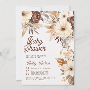 Invitation Boho Floral Chute en Amour Baby shower