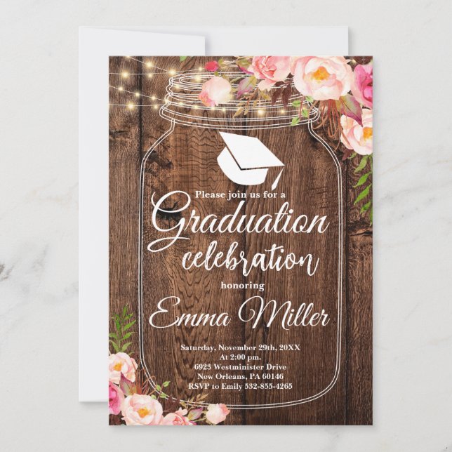 Invitation Boho Floral College Graduation (Devant)