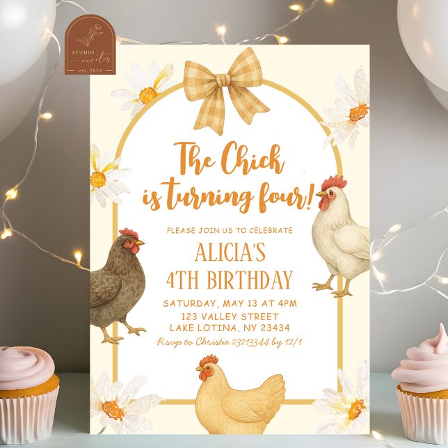 Invitation Boho Floral Coquette poulet Fille Anniversaire (Créateur téléchargé)