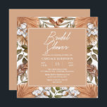 Invitation Boho Floral Coton | Fête des mariées de graminées<br><div class="desc">Grasses séchées et coton aquarelle design floral avec des tons blancs et muets de terre cuite,  vert,  et mocha "Fête des mariées" design invitation.</div>