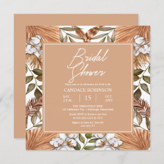 Invitation Boho Floral Coton | Fête des mariées de graminées 