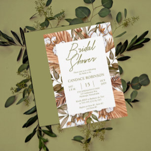 Invitation Boho Floral Coton   Fête des mariées de graminées