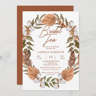 Invitation Boho Floral Coton Grasses séchées Thé nuptiale Dou