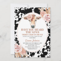 Boho Floral Cow Black Cow Baby shower d'impression