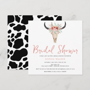 Invitation Boho Floral Cow Imprimer Fête des mariées de l'Oue